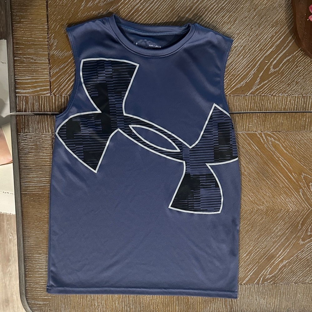 Under Armour Navy Boys' Sleeveless Athletic Tank with Large Logo